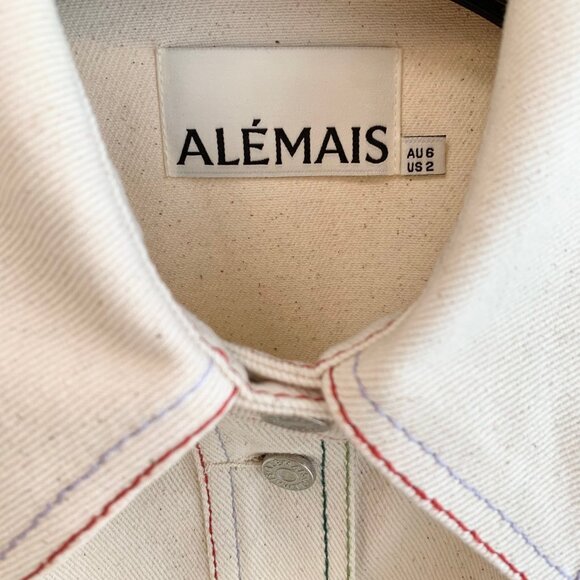 Norma Denim Mini Dress in Cream - Picture 9 of 10